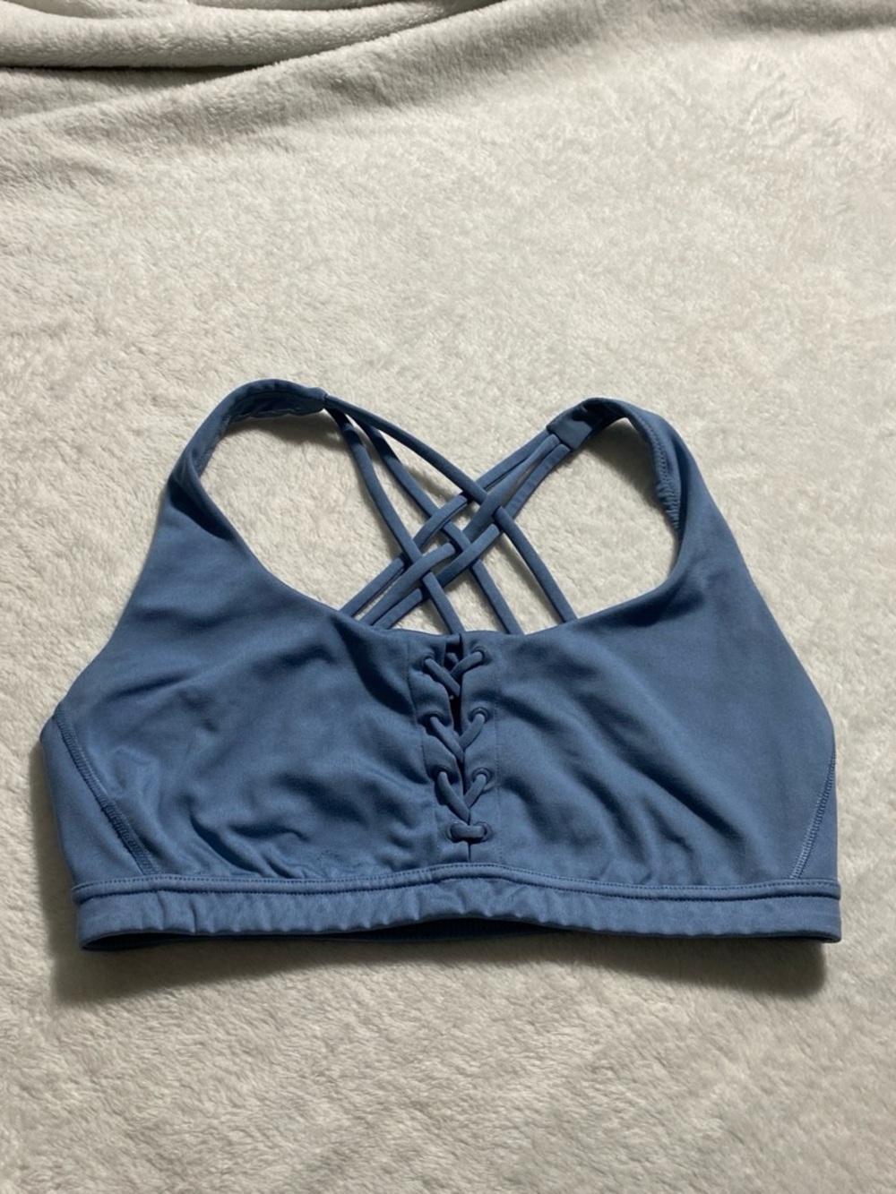 Victoria's Secret Strappy Lace-Up Sports Bralette in Dusty Blue